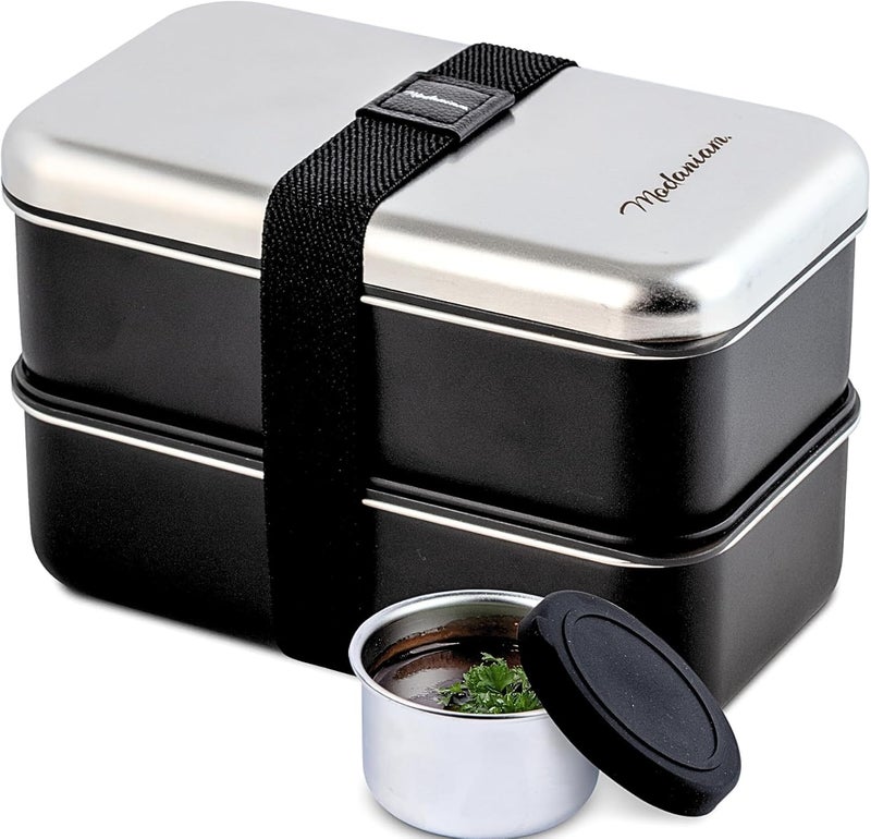 Modaniam LEAK Proof Stackable Stainless Steel Bento Box Adult |Stainless Steel Lunch Box for adults| Metal Bento box|Japanese Lunch Container |large with compartment| Korean bentobox| Non toxic|Microwave safe - Image 1